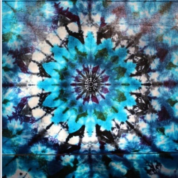Trendy blue black silver tie dye pattern art print - Picture 2 of 2